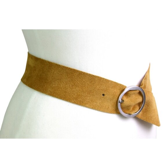 Banana Republic BEIGE REAL LEATHER SUEDE 2"Wd CASUAL DRESS WOMEN'S BELT Sz S(A70 - Picture 2 of 12